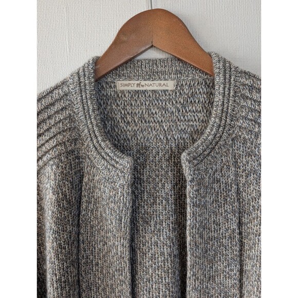 Simply Natural Alpaca Cardigan Size M Open Front Long Sweater Pockets Minimalist - Picture 2 of 12